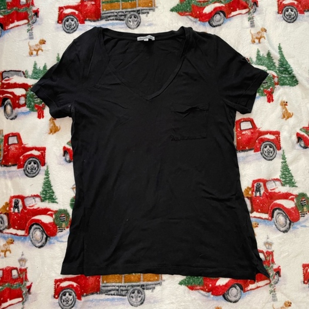 Charlotte Russe Black V-Neck Short‎ Sleeve T-Shirt {Size Small}